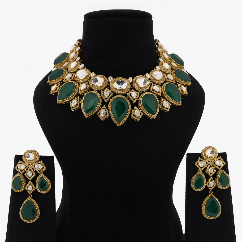 Aanura Grand Red Bridal Necklace with Kundan Embellishments