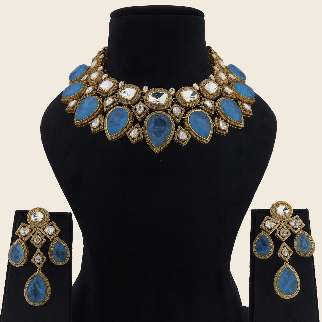 Aanura Grand Red Bridal Necklace with Kundan Embellishments