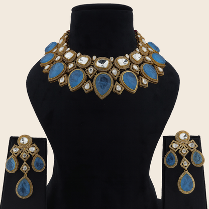 Aanura Grand Red Bridal Necklace with Kundan Embellishments