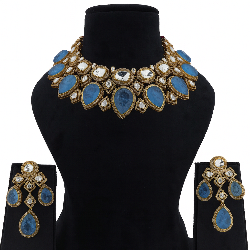 Aanura Grand Red Bridal Necklace with Kundan Embellishments
