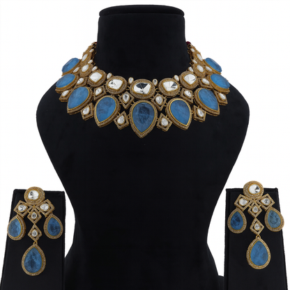 Aanura Grand Red Bridal Necklace with Kundan Embellishments