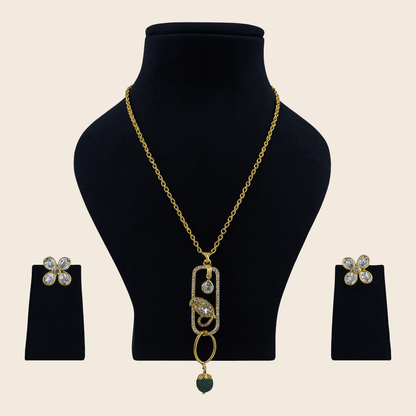Aanura Modern Pendant Necklace with Bird Motif & Stones