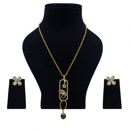 Aanura Modern Pendant Necklace with Bird Motif & Stones