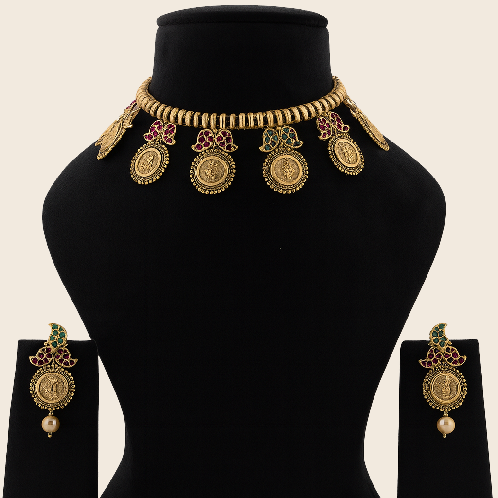 Aanura Temple Coin Choker Necklace
