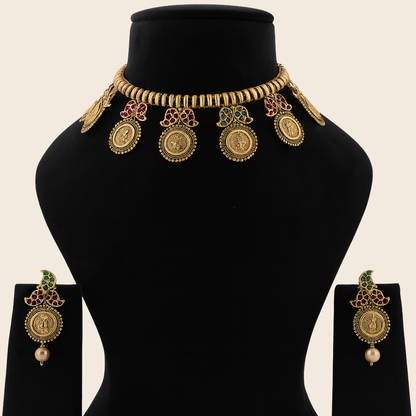 Aanura Temple Coin Choker Necklace
