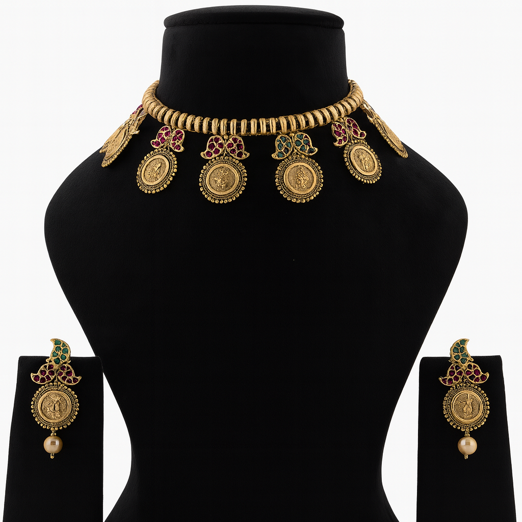 Aanura Temple Coin Choker Necklace