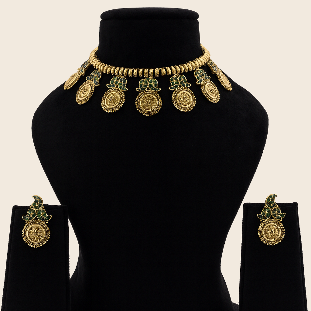 Aanura Temple Coin Choker Necklace