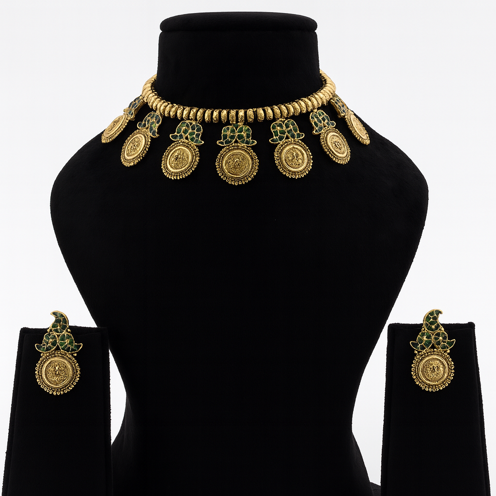 Aanura Temple Coin Choker Necklace