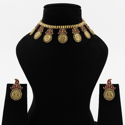 Aanura Temple Coin Choker Necklace