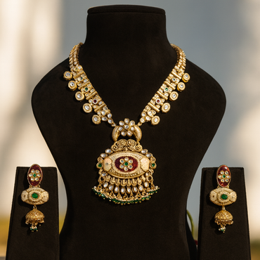 Aanura Antique Rani Haar with Kundan & Pearl Pendant