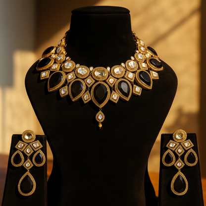 Aanura Grand Red Bridal Necklace with Kundan Embellishments