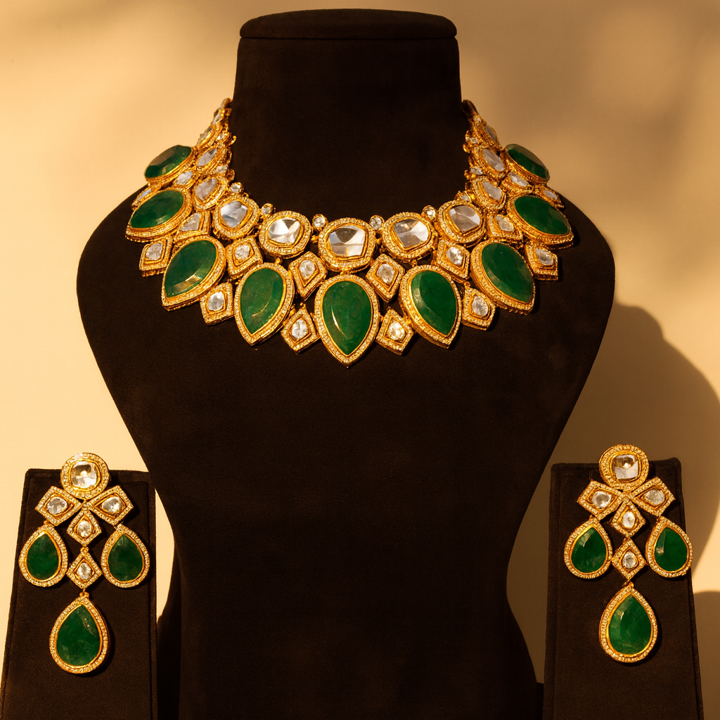 Aanura Grand Red Bridal Necklace with Kundan Embellishments