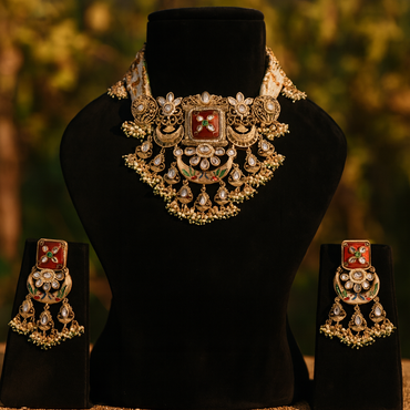 Aanura Rajasthani Meenakari Kundan Choker Necklace