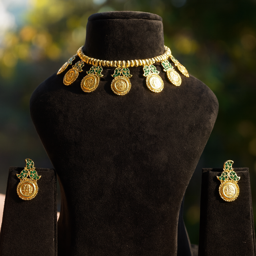 Aanura Temple Coin Choker Necklace