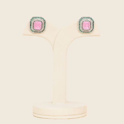 Aanura Ruby & Emerald Octagon Stud Earrings