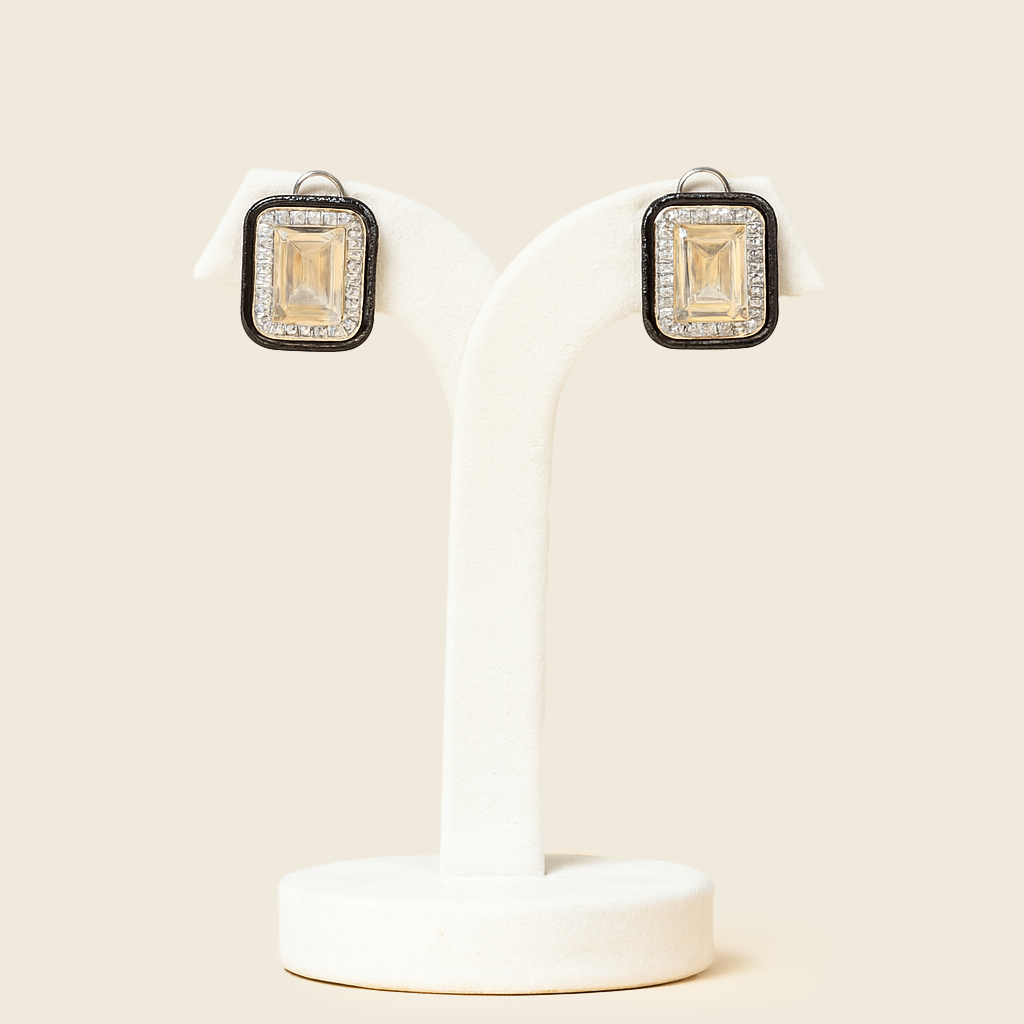 Aanura Champagne Rectangular Stud Earrings