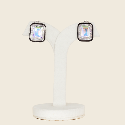 Aanura Champagne Rectangular Stud Earrings