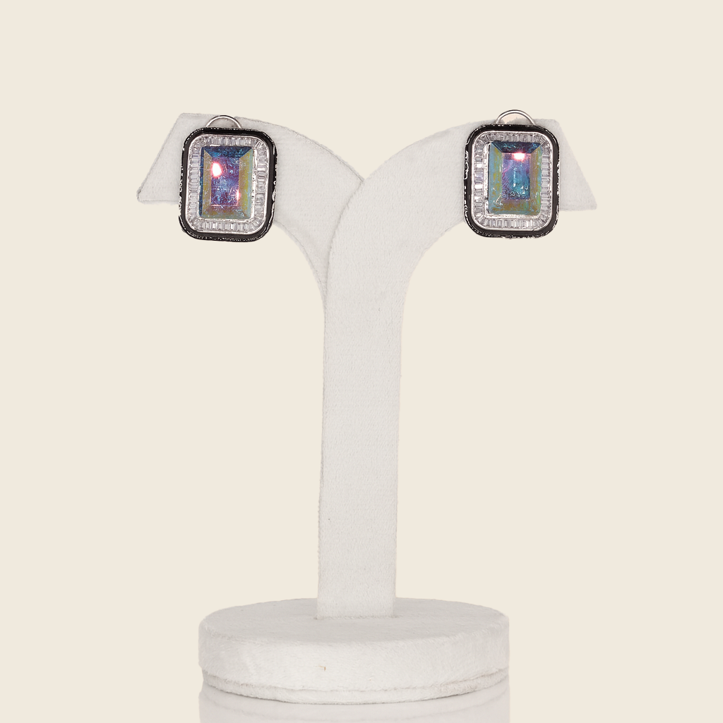 Aanura Champagne Rectangular Stud Earrings