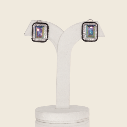 Aanura Champagne Rectangular Stud Earrings