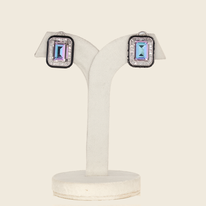 Aanura Champagne Rectangular Stud Earrings