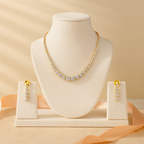 Aanura Classic Round Crystal Necklace Set Stainless Steel
