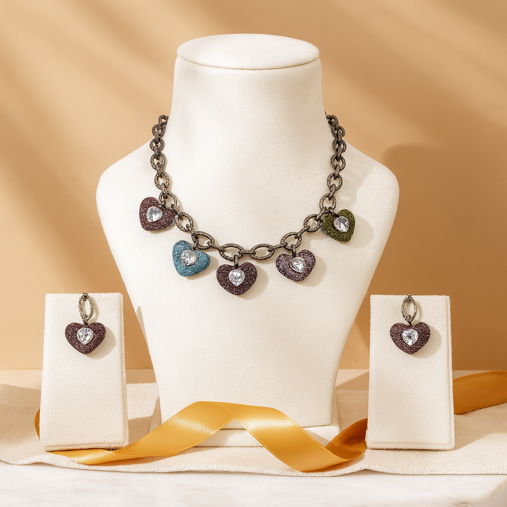 Aanura Multi-Coloured Heart Charm Necklace