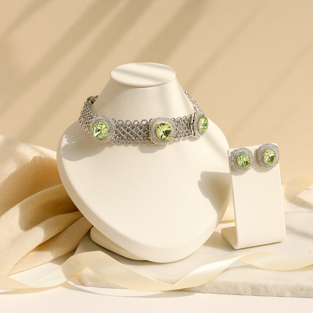 Aanura Multicolor Crystal Choker Necklace Set