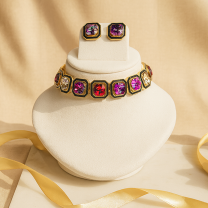 Aanura Bold Multi-Colour Gemstone Choker Necklace