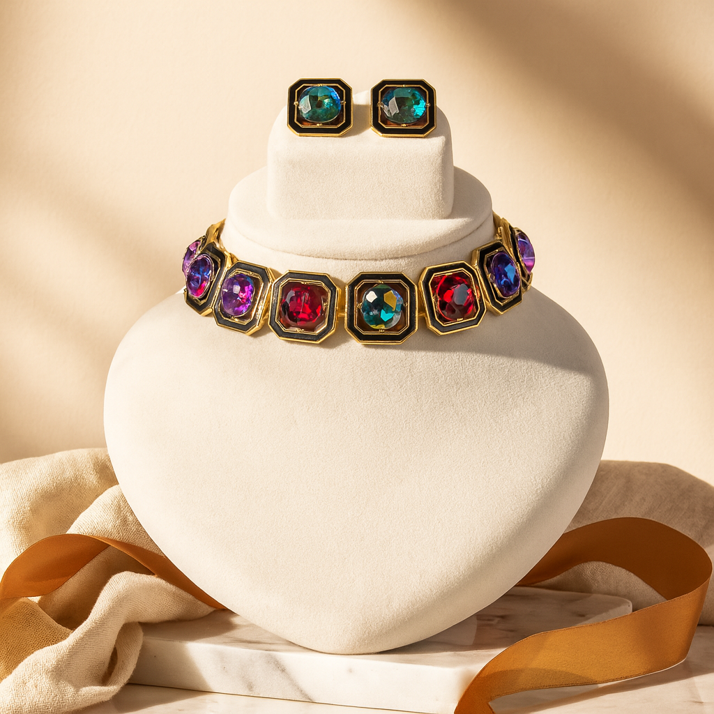 Aanura Bold Multi-Colour Gemstone Choker Necklace