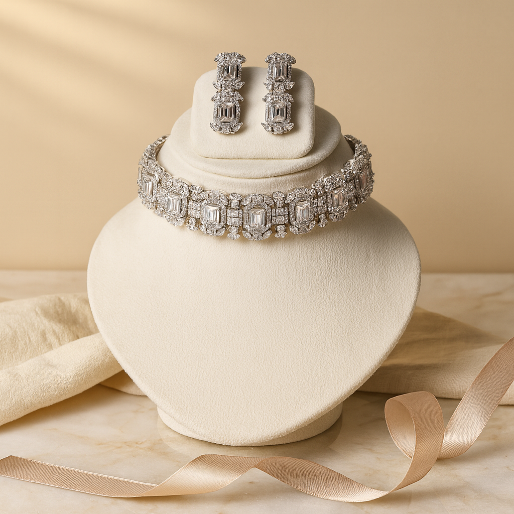 Aanura Emerald Pearl Choker Necklace Set