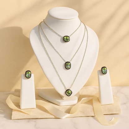 Aanura Layered Red Pendant Necklace Set