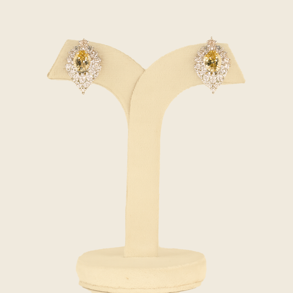 Aanura Red Oval Gemstone Pear Halo Stud Earrings