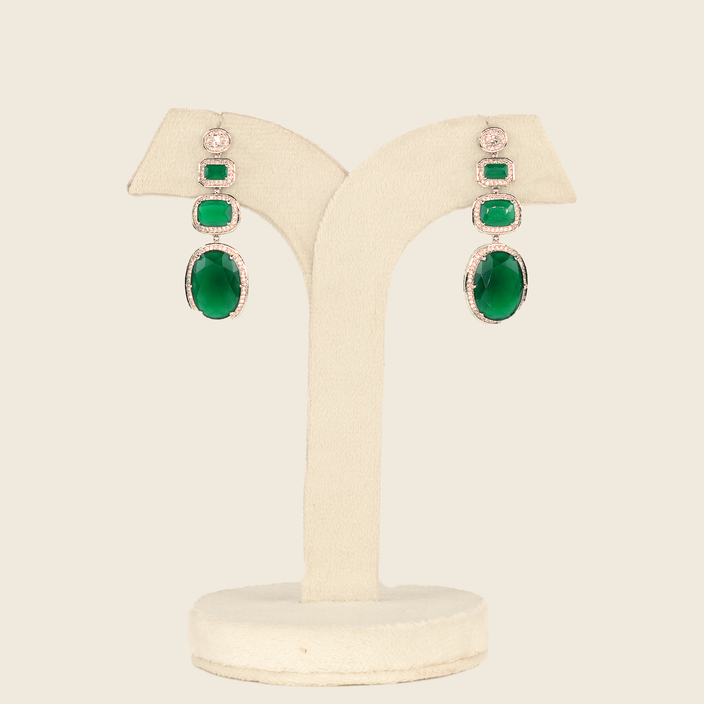 Emerald Cascade Triple Dangle Earrings