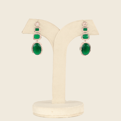 Emerald Cascade Triple Dangle Earrings