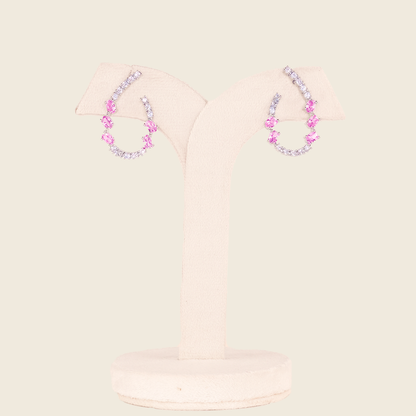 Aanura Pink Crystal Sparkling Hoop Earrings