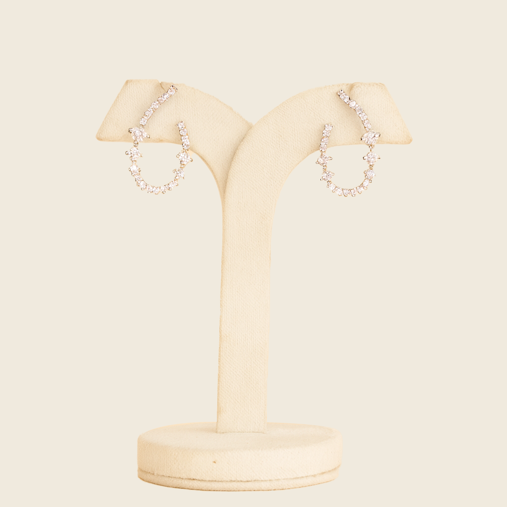 Aanura Pink Crystal Sparkling Hoop Earrings
