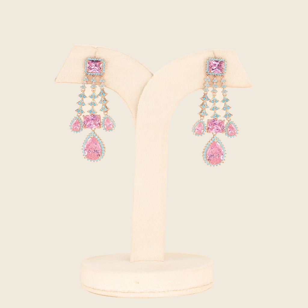 Aanura Pink Sapphire Cascade Drop Earrings