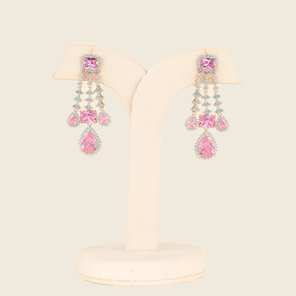 Aanura Pink Sapphire Cascade Drop Earrings