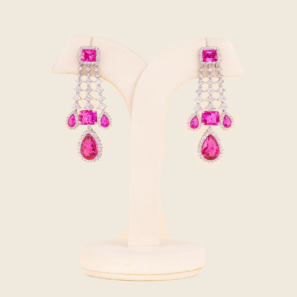 Aanura Pink Sapphire Cascade Drop Earrings