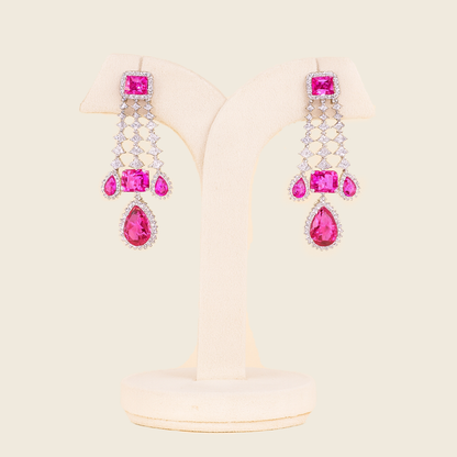 Aanura Pink Sapphire Cascade Drop Earrings