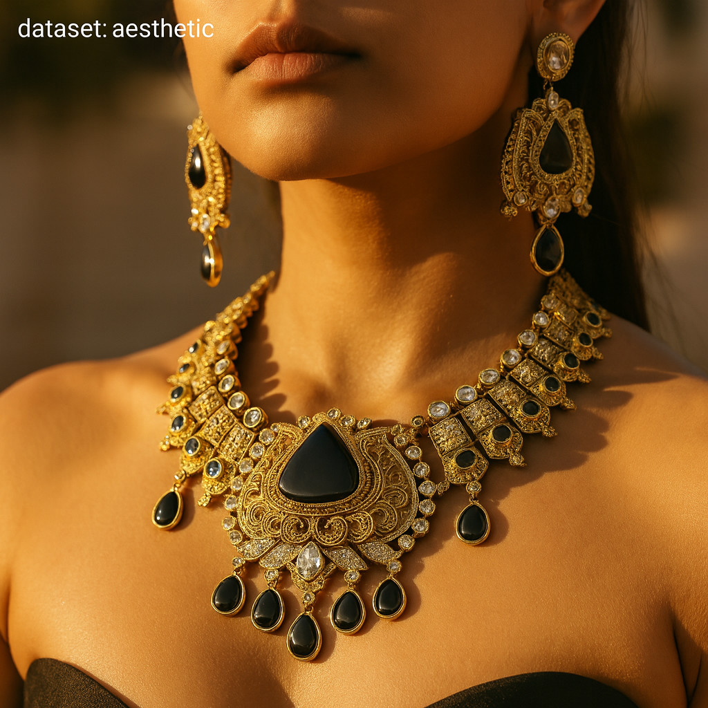 Aanura Antique Bridal Necklace with Ruby Red Stones