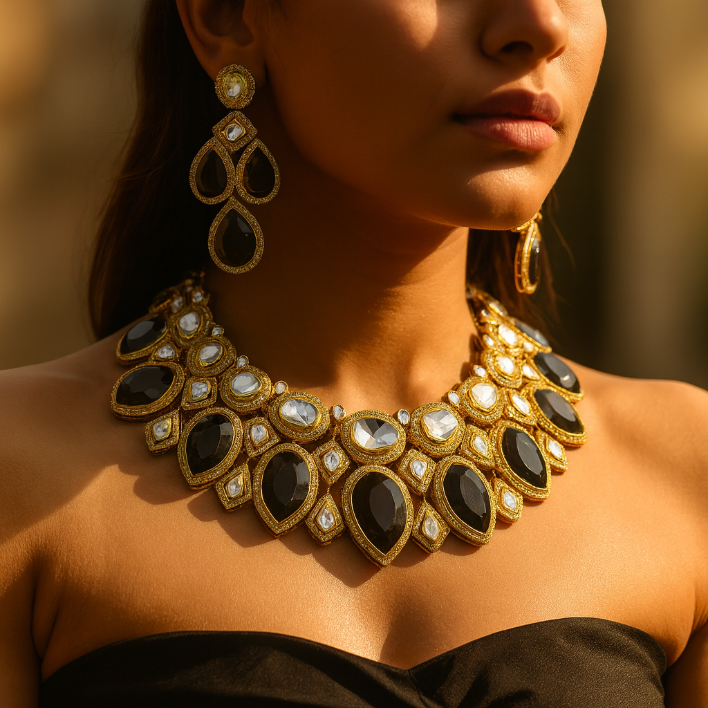 Aanura Grand Red Bridal Necklace with Kundan Embellishments