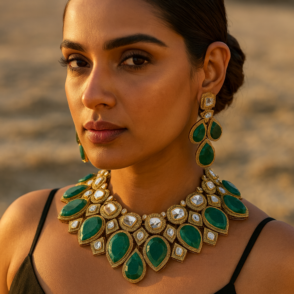 Aanura Grand Red Bridal Necklace with Kundan Embellishments