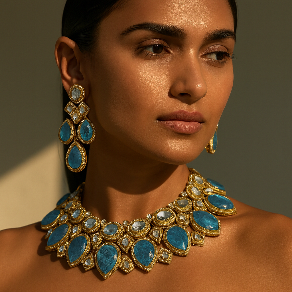 Aanura Grand Red Bridal Necklace with Kundan Embellishments