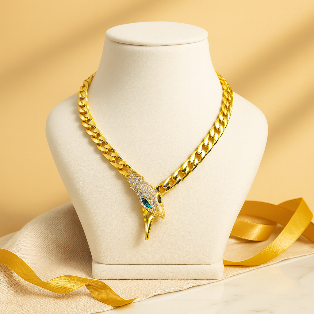 Aanura Gold Cuban Link Chain Necklace
