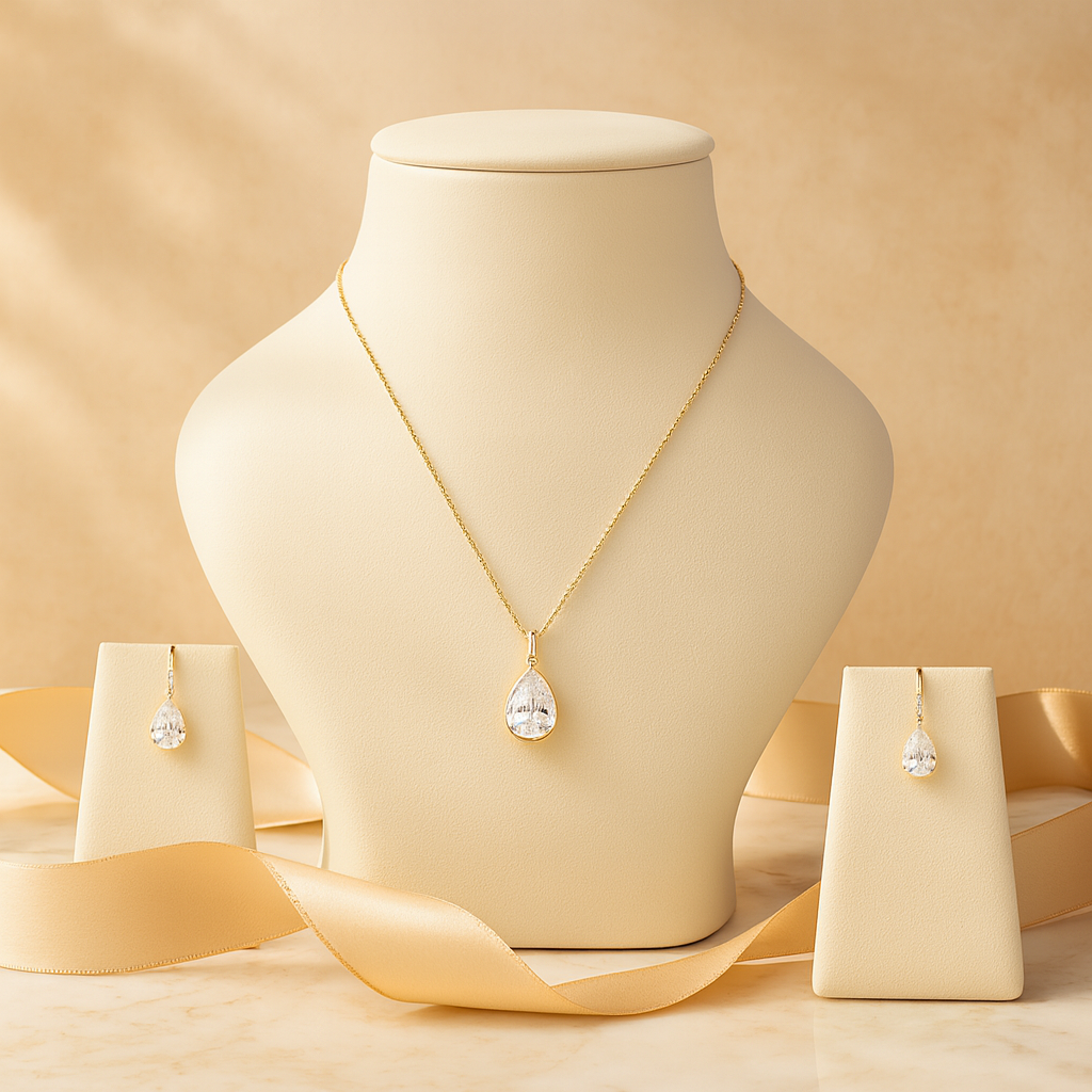 Elegant Teardrop Crystal Necklace & Earrings Set