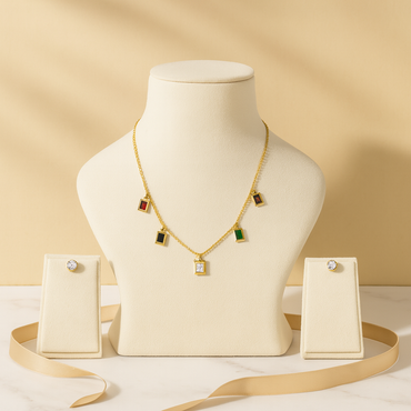 Aanura Multicolor Rectangle Charm Necklace