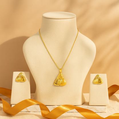 Aanura Golden Shell Statement Necklace & Earrings