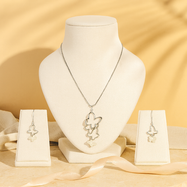Aanura Dual Butterfly Charm Necklace & Earrings