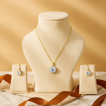 Aanura Solitaire Diamond Necklace & Earrings Set